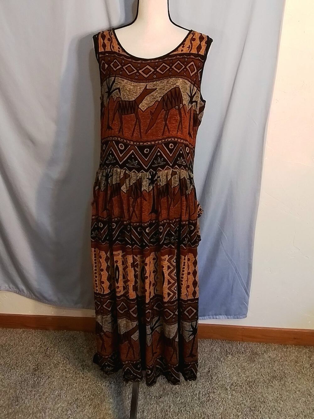 Tribal print brown dress